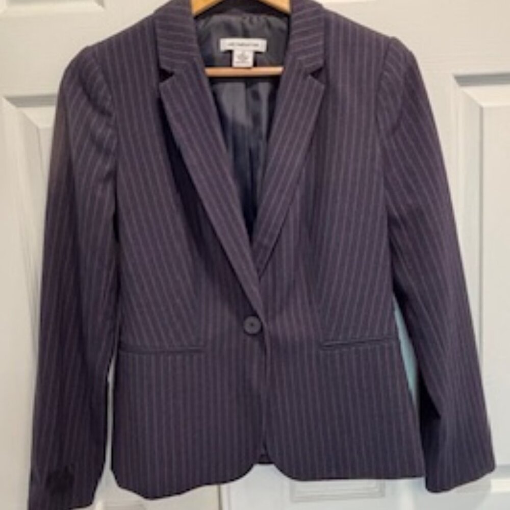 Liz Claiborne Navy Blazer with Red Pinstripe, Size 6